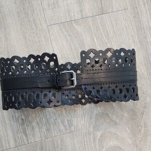 BCBGMaxAzria Black Laser-Cut Belt